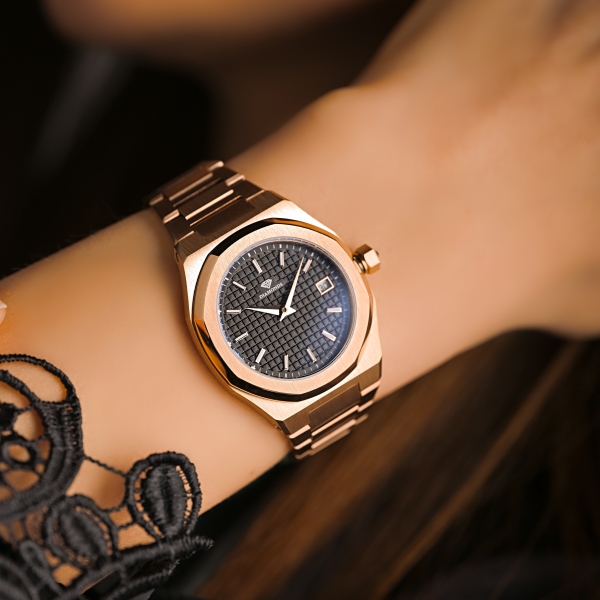 Rose Black Dial Steel